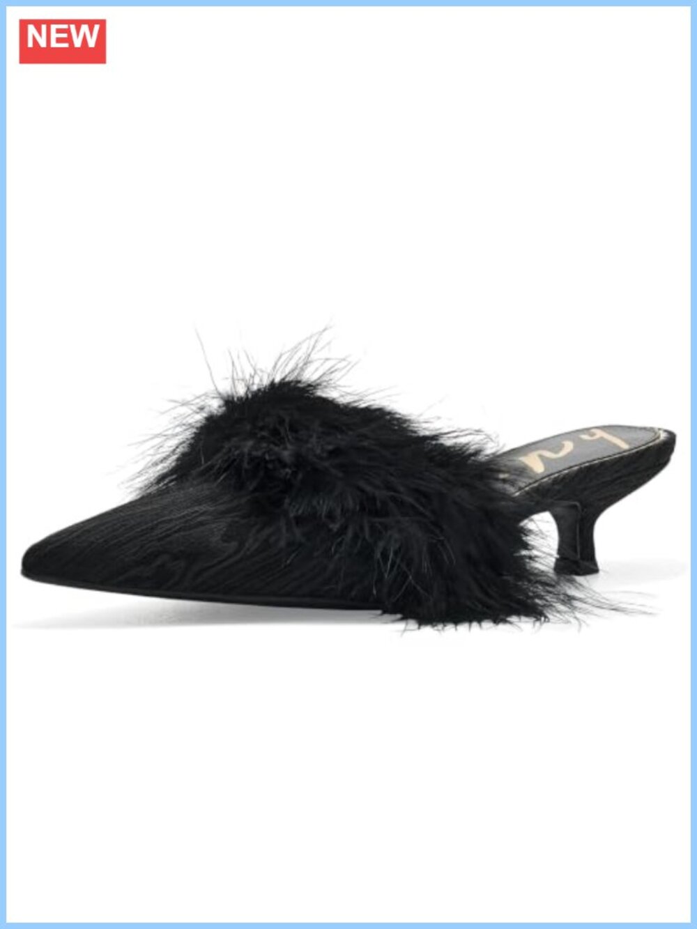Pointed Toe Kitten Heel Mule Slip-On Fluff Daily Wear Business Casual